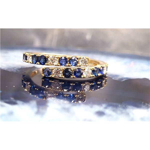 Breathtaking Blue Sapphire and Diamond Bypass Ring
