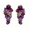 Image 1 : Rhodolite, Amethyst, and Zircon Cluster Earrings