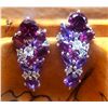 Image 2 : Rhodolite, Amethyst, and Zircon Cluster Earrings