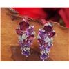 Image 4 : Rhodolite, Amethyst, and Zircon Cluster Earrings