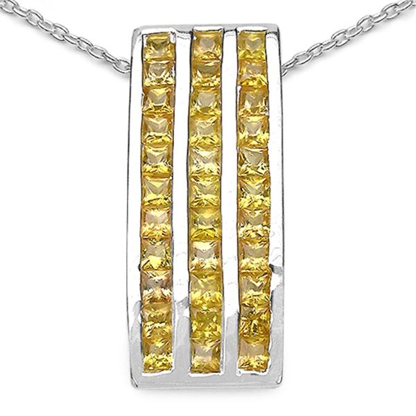 Sleek Yellow Sapphire Bar Pendant Necklace .925