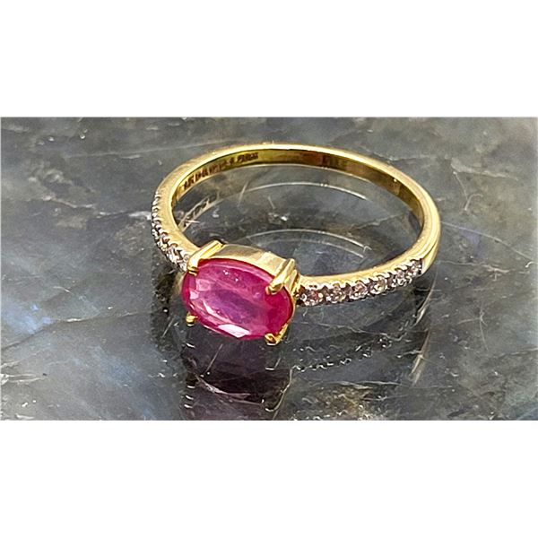 East-West Pink Sapphire and Diamond Ring