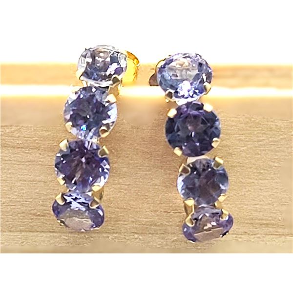 Twinkling Tanzanite Minimalist Half-Hoop Earrings