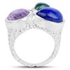 Image 2 : Triad of Color: Malachite, Charoite & Lapis Ring