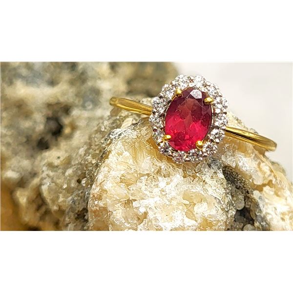 Petite and Minimalist Pink Tourmaline and Diamond Halo Ring