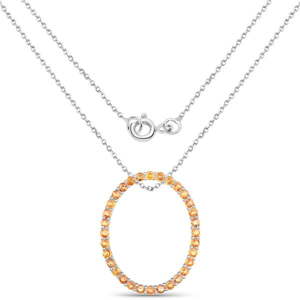 2.88 Carat Genuine Orange Sapphire .925 Sterling Silver Pendant