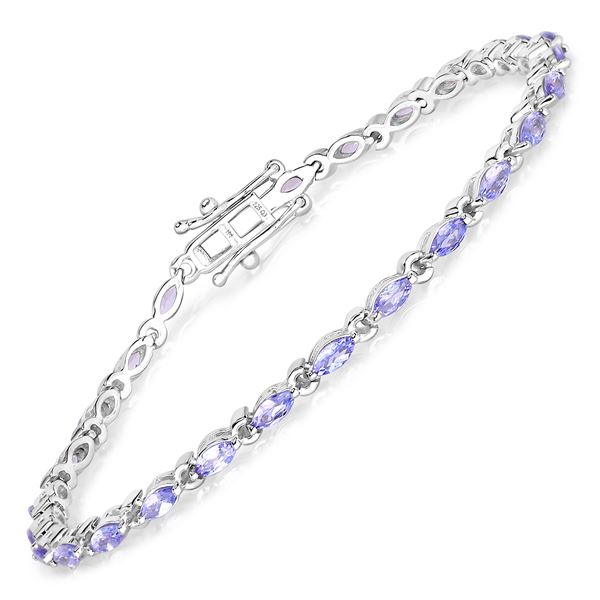 3.78 CTW Genuine Tanzanite Eternity Bracelet .925