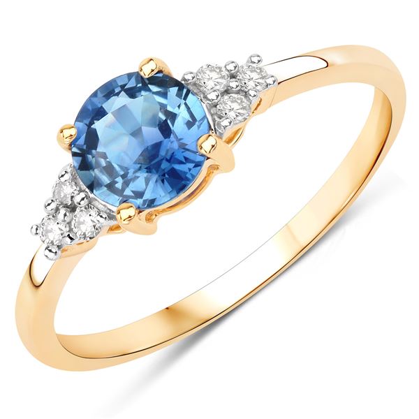 Refreshing Blue Sapphire & Diamond Epualette Ring