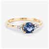 Image 3 : Refreshing Blue Sapphire & Diamond Epualette Ring