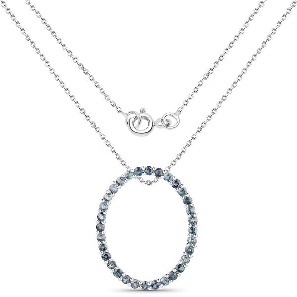 3.20 Carat Genuine Blue Sapphire .925 Sterling Silver Pendant