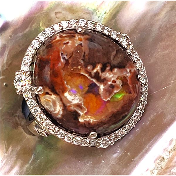 Dragon Egg Ring with Diamond Halo 18K