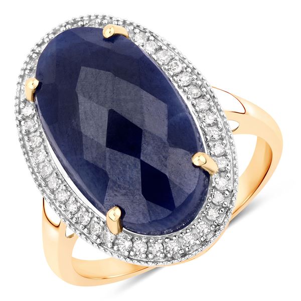 Chunky and WOW Blue Sapphire and Diamond Halo Ring