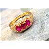 Image 4 : 3-Stone Ruby Ring — 18K Yellow Gold