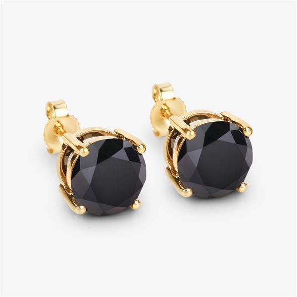 4.77 Carat TotalWeight Black Diamond Stud Earrings