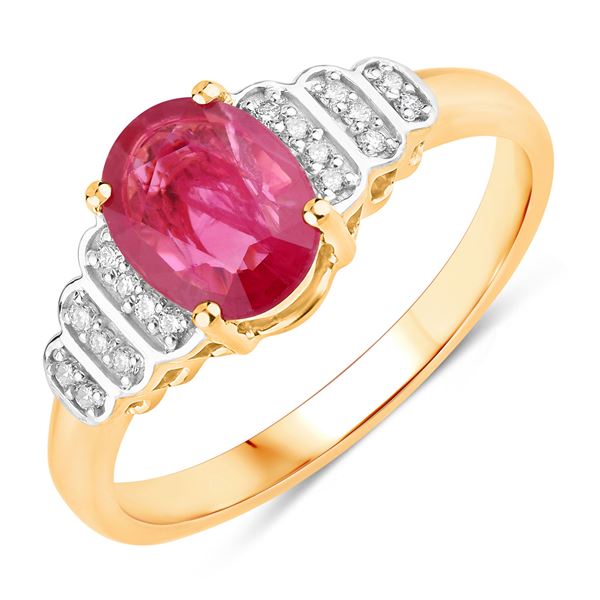 Oval-Cut Ruby Ring with Diamond Tapering Shoulders