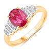 Image 1 : Oval-Cut Ruby Ring with Diamond Tapering Shoulders