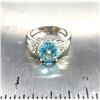Image 4 : Blue Zircon and Diamond Ring 18K