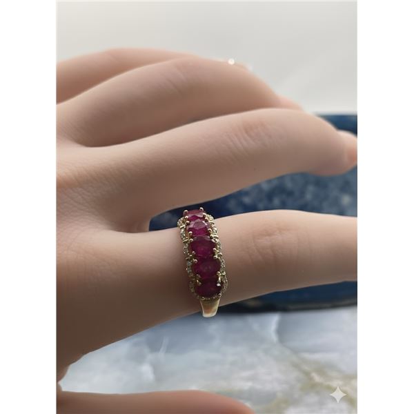 Fine Ruby and Diamond 5-Stone Ring