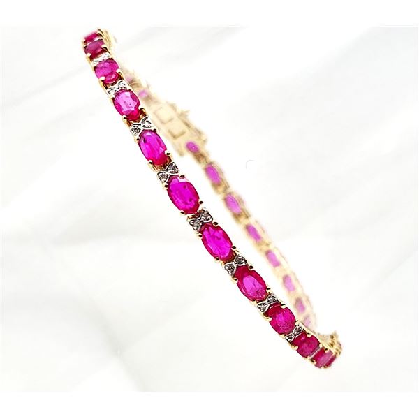 Oval-Cut Ruby Bracelet with Bow-Tie Diamond Accent