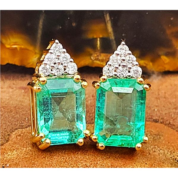 Ethiopian Emerald and Diamond Elegant Earrings