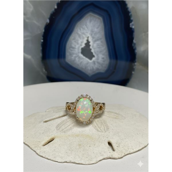 Dramatic Ethiopian Orion Opal & Diamond Swirl Ring