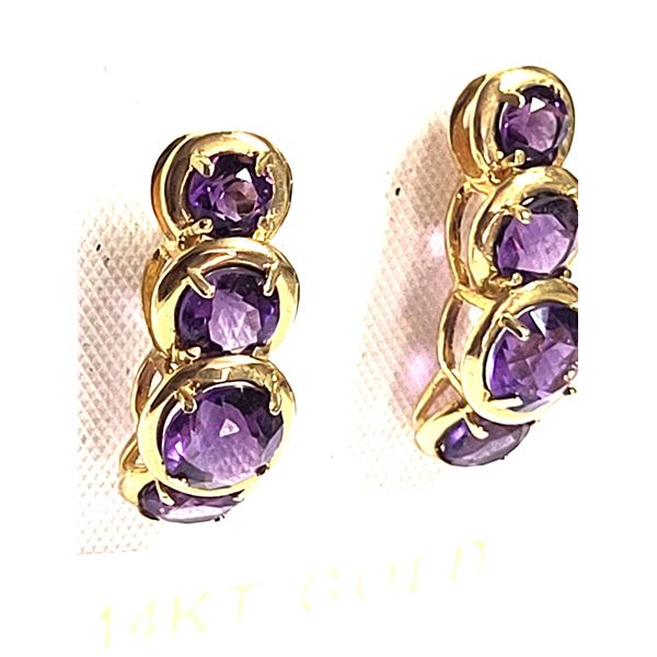 Graduating and Curved Genuine Amethyst Earrings