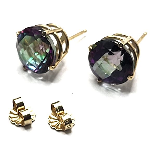 Large 10.00mm Round Mystic Topaz Stud Earrings
