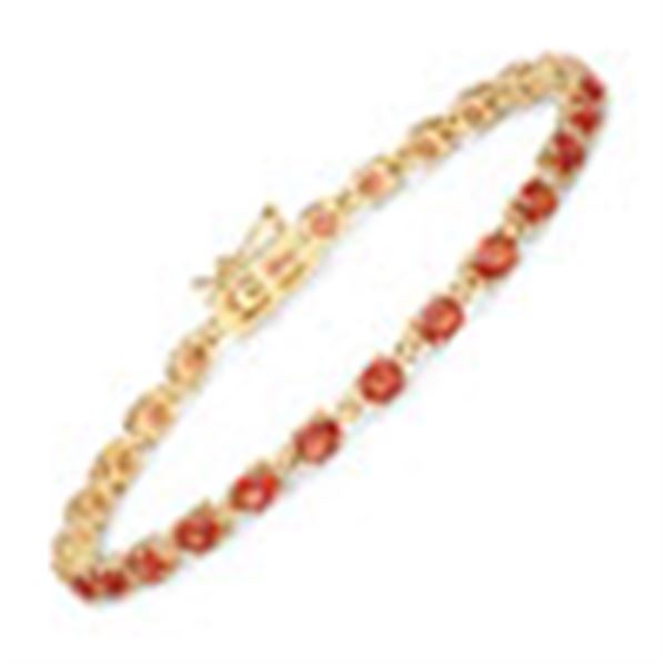 Fiery, Round, Orange Sapphire Eternity Bracelet