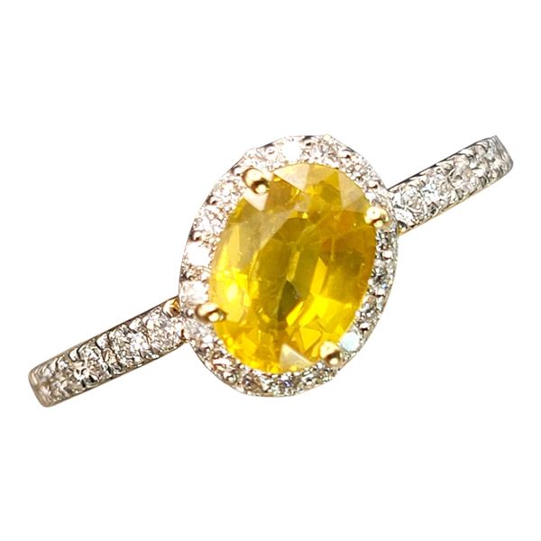 Trendy Yellow Sapphire & Diamond Halo Petite Ring