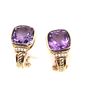 Image 2 : Cushion-Cut Amethyst and Diamond Earrings