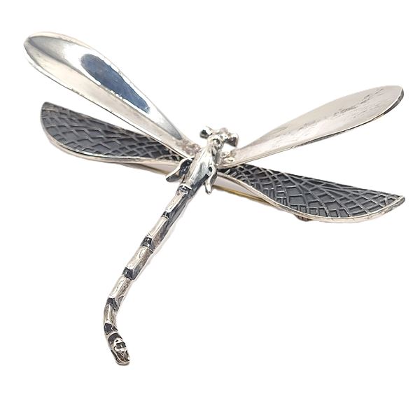 Hand-Wrought Sterling Silver Dragonfly Brooch