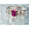 Image 1 : Ruby and Diamond Geometric Pyramid Ring - Modern