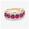 Image 2 : Genuine Ruby & Natural Diamond Tapered Band, Ring