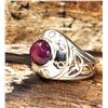 Image 1 : Celtic-Style Ruby Cabochon Sterling Silver Ring