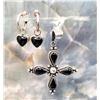 Image 2 : Signed HOB Black Onyx Cross and BONUS Earrings