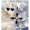Image 5 : Signed HOB Black Onyx Cross and BONUS Earrings