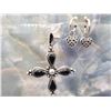 Image 6 : Signed HOB Black Onyx Cross and BONUS Earrings