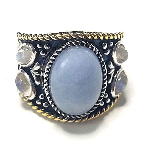 Angelic Angeline & Rainbow Moonstone Tapered Ring