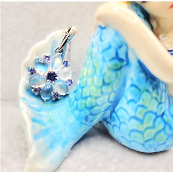 Rainbow Moonstone and Tanzanite Necklace