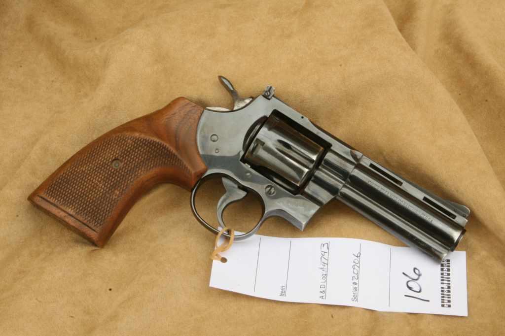 COLT PYTHON, 357 CAL, 4 IN, SHOWS SOME HOLSTER WEAR, COMES W HOLSTER (H ...