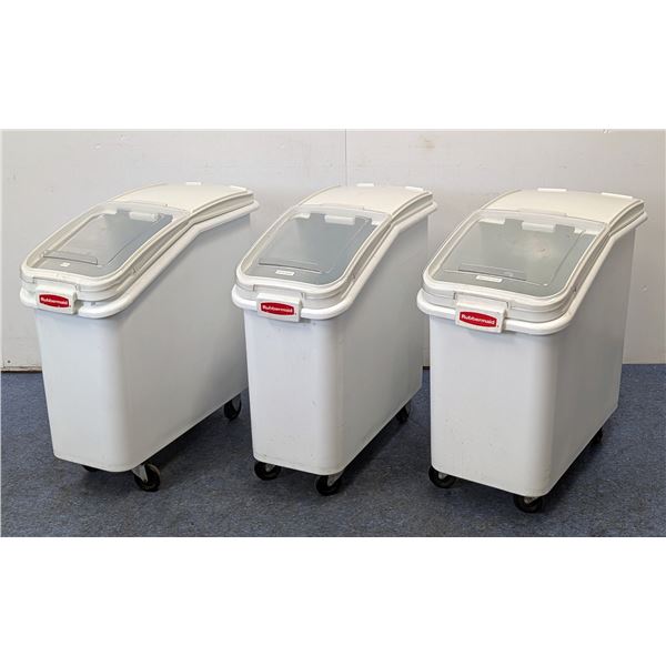 Assorted Ingredient Mobile Bins W/Sliding Hinged Lids - Lot of 3pcs