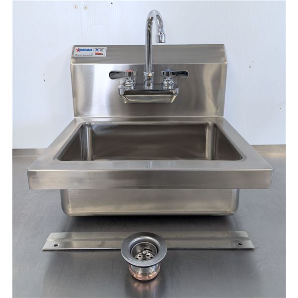 Wall Mount Hand Sink with 4" Faucet, Drain Basket, Omcan 44585