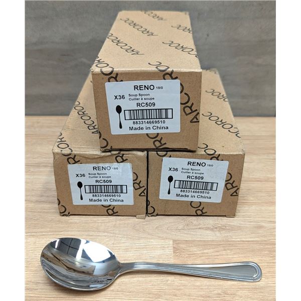 Reno Bouillon Spoons, Arcoroc RC509 - Lot of 108 (3 Boxes)