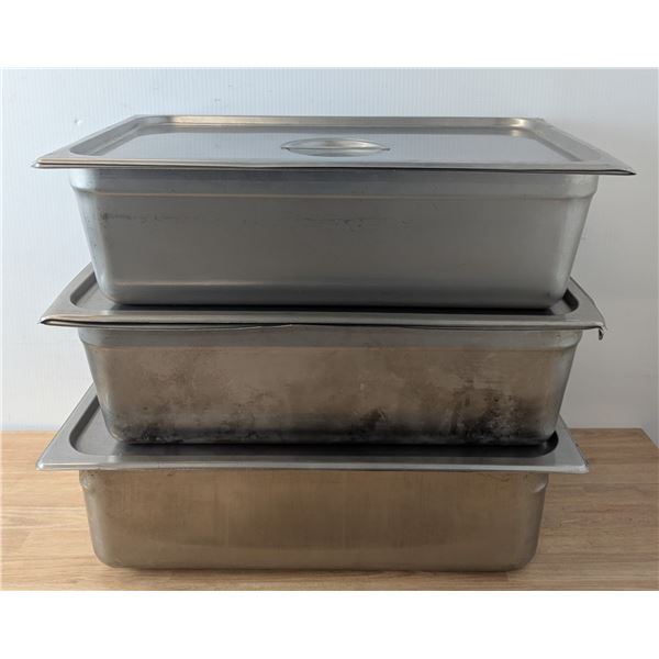 Full Size Stainless Steel Inserts W/Lids - Set of 3 (6pcs) | FtMC1