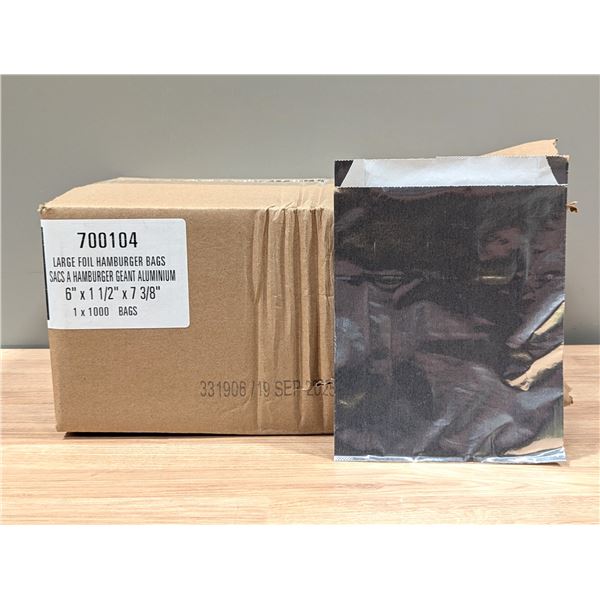 6" x 1  1/2" x 7 8/3" Large Foil Hamburger Bags - Lot of 1000 ( 1 Case )