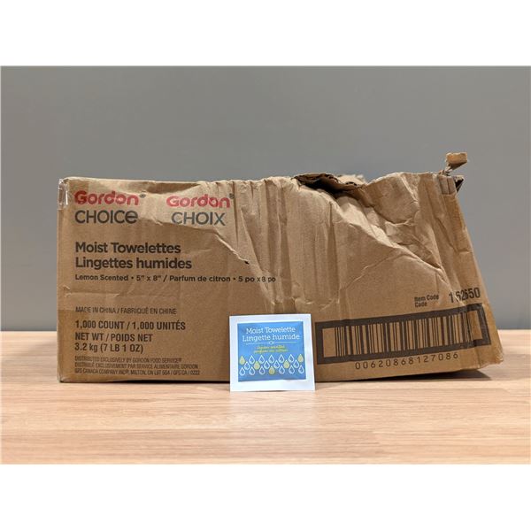 Gordon Choice Lemon Sented 5" x 8" Moist Towelettes, 3.2Kg ( 1 case )