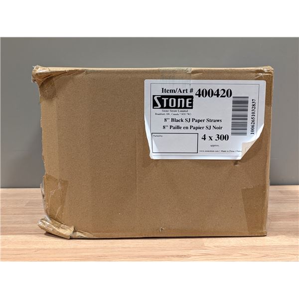Stone 8"Black SJ Paper Straws, 300pc - Lot of 4 ( 1 Case )