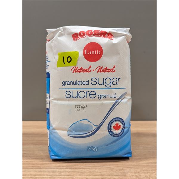 Rogers Natural Granulated Sugar, 2Kg - Lot of 10