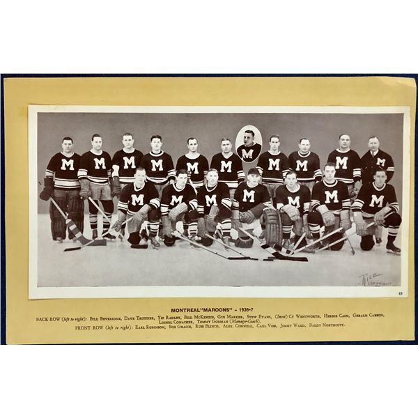 1936-37 CROWN BRAND MONTREAL MAROONS