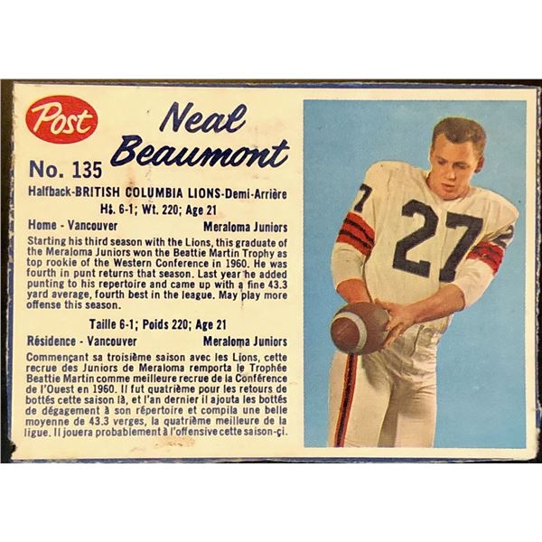 1962 POST CEREAL NEAL BEAUMONT
